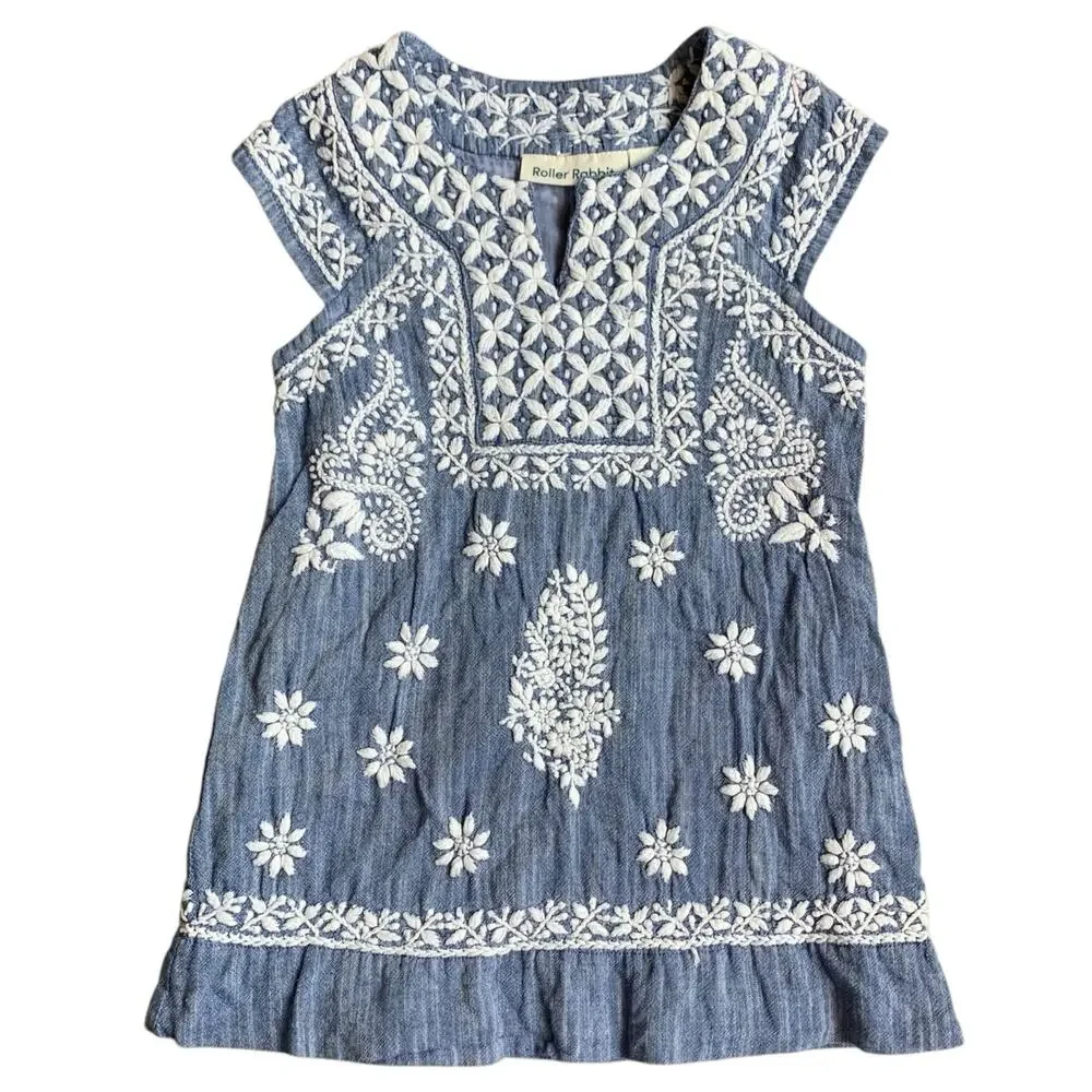 Roller Rabbit Chambray Embroidered dress